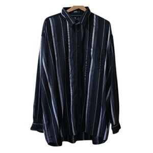 Entro Black and Gray Casual Button Down Shirt 3XLT